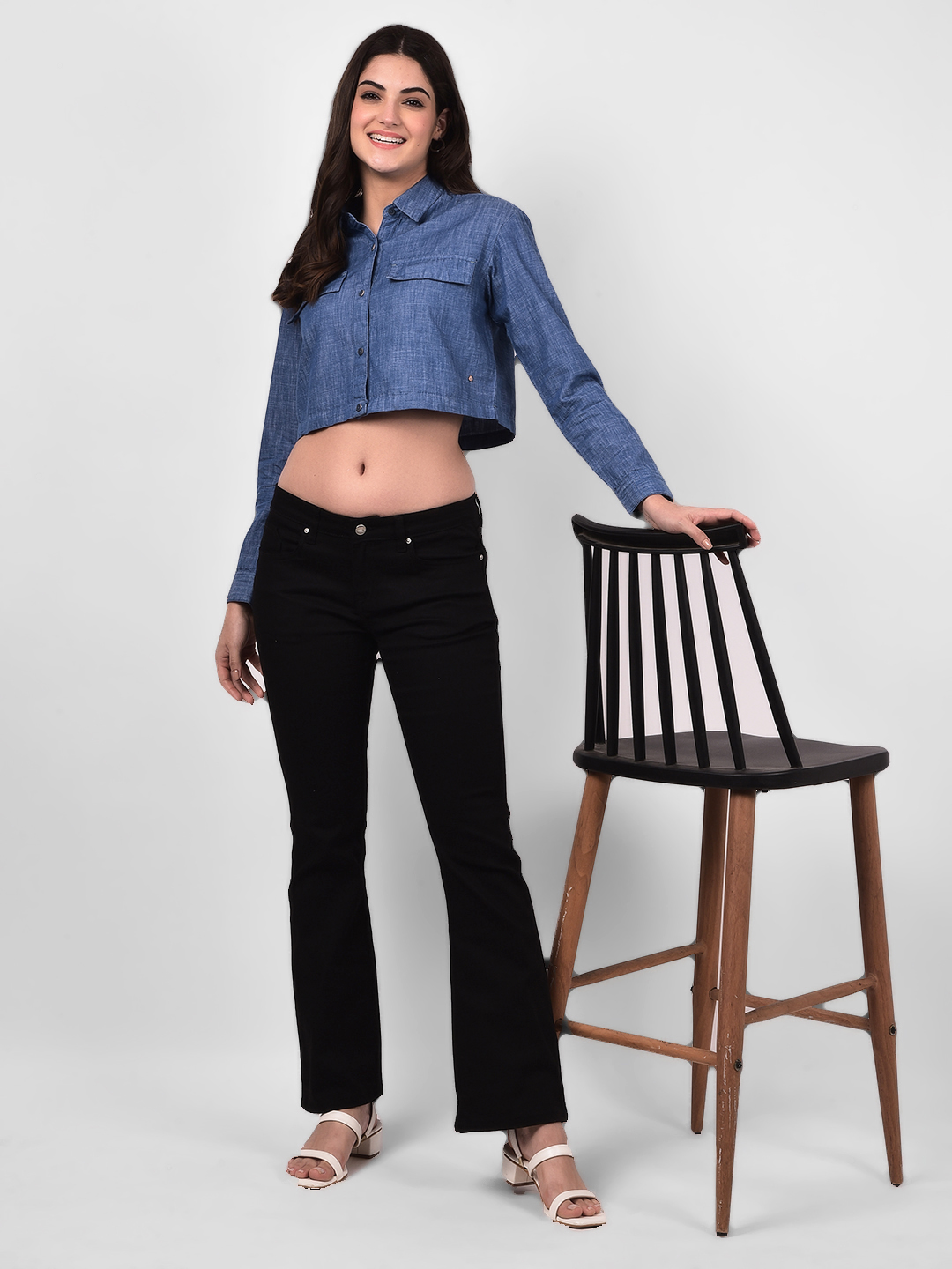 Numero Uno Women Cropped Denim Shirt